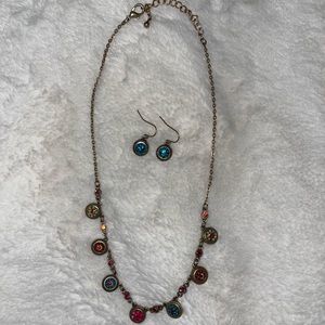 Gold Beaded Necklace and Earrings